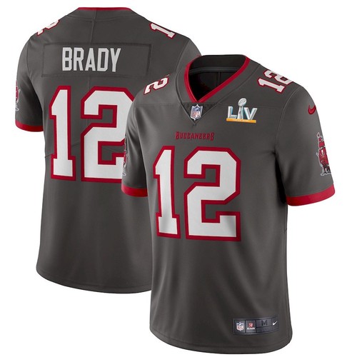Men's Tampa Bay Buccaneers #12 Tom Brady Grey NFL 2021 Super Bowl LV Limited Stitched Jersey